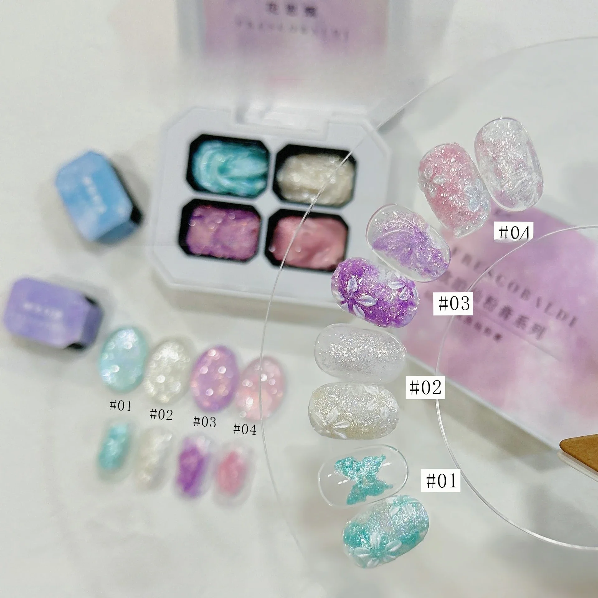 4Colors Summer Opal Fairy Powder Cream High Saturation Popular Semi-solid Nail Polish Gel Varnishes Nail Salon DIY For Manicure