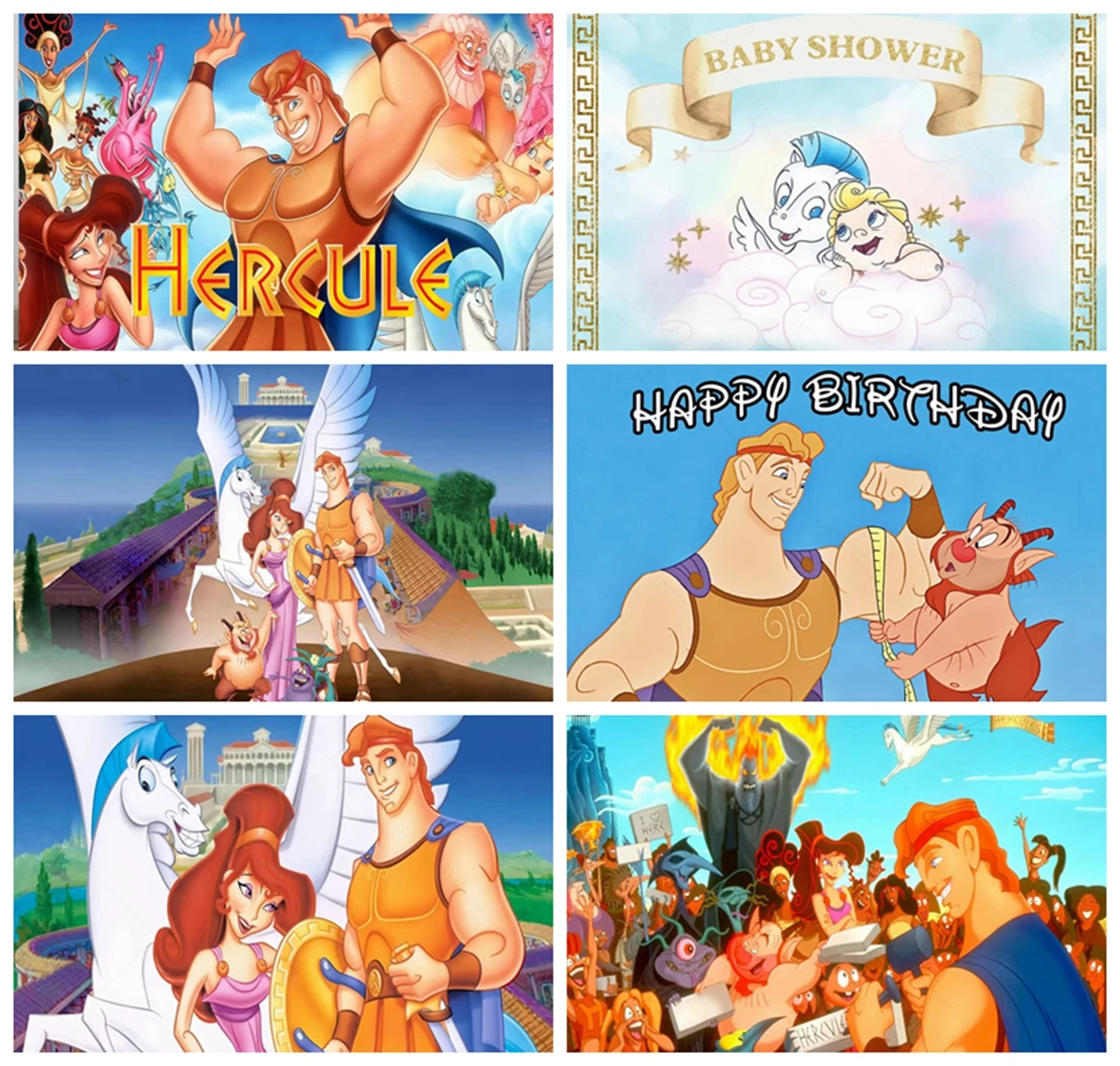 

Disney Hercules Theme Background Cloth Baby Shower Children Birthday Party Personalized Decoration Banner Photography Studio