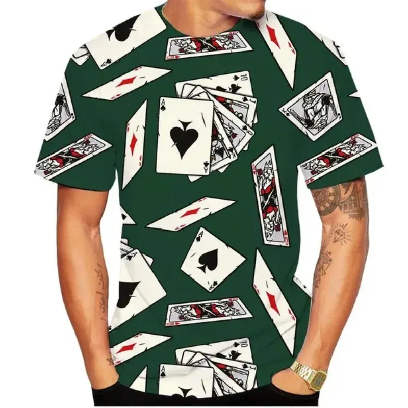 New Trend Fun Poker graphic t shirts For Men European and American Fashion Personality Street Style Printed O-neck Short Sleeve