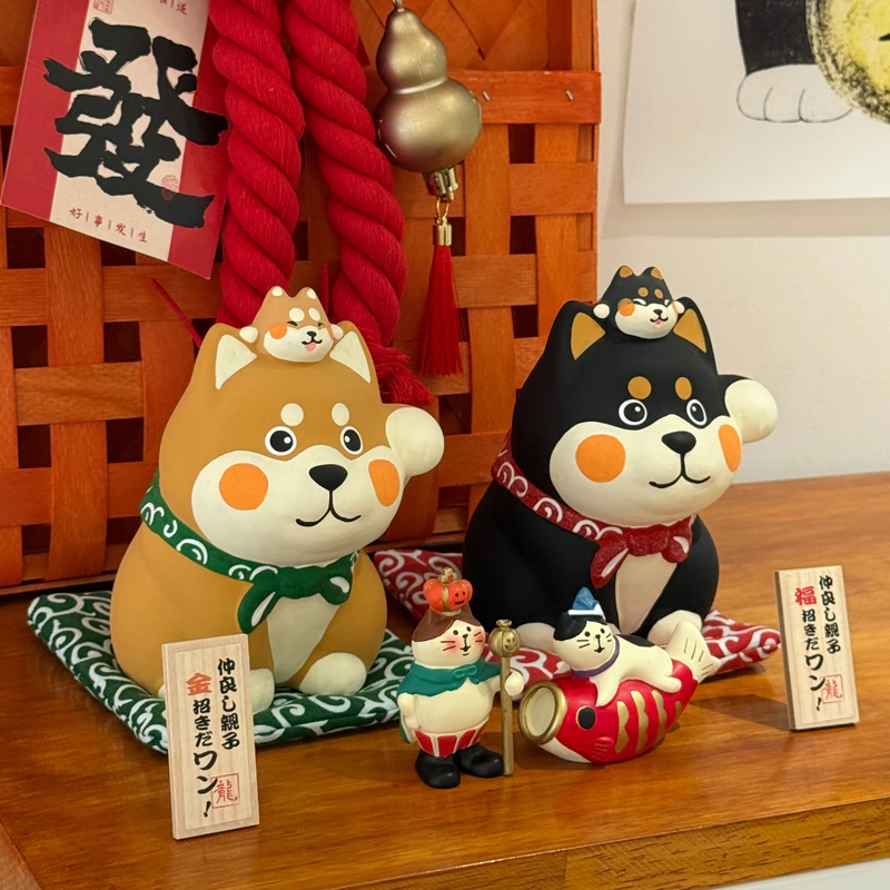 Japanese Wealth Dog Statue Shiba Inu Ornament Ceramic Dog Office Desktop Decoration Birthday Wedding Gift