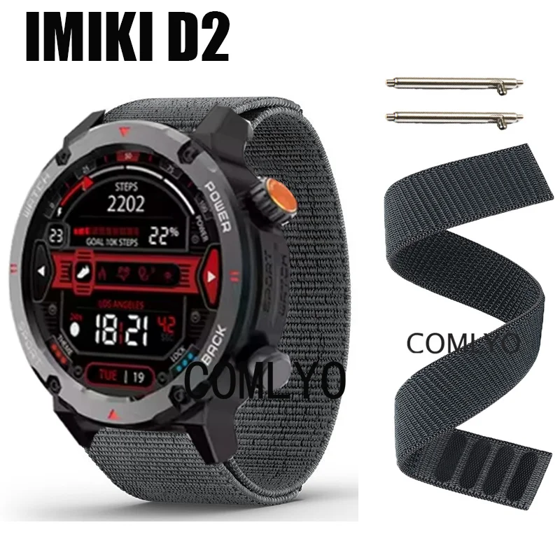 NEW For IMIKI D2 Strap Nylon Smart Watch Band Hook&Look Soft Belt Watchband