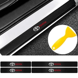 4Pcs Anti Scratch Car Carbon Fiber Door Threshold Badge Stickers For Toyota Rav4 Corolla Camry Aqua Yaris Cross Auris TRD Hilux