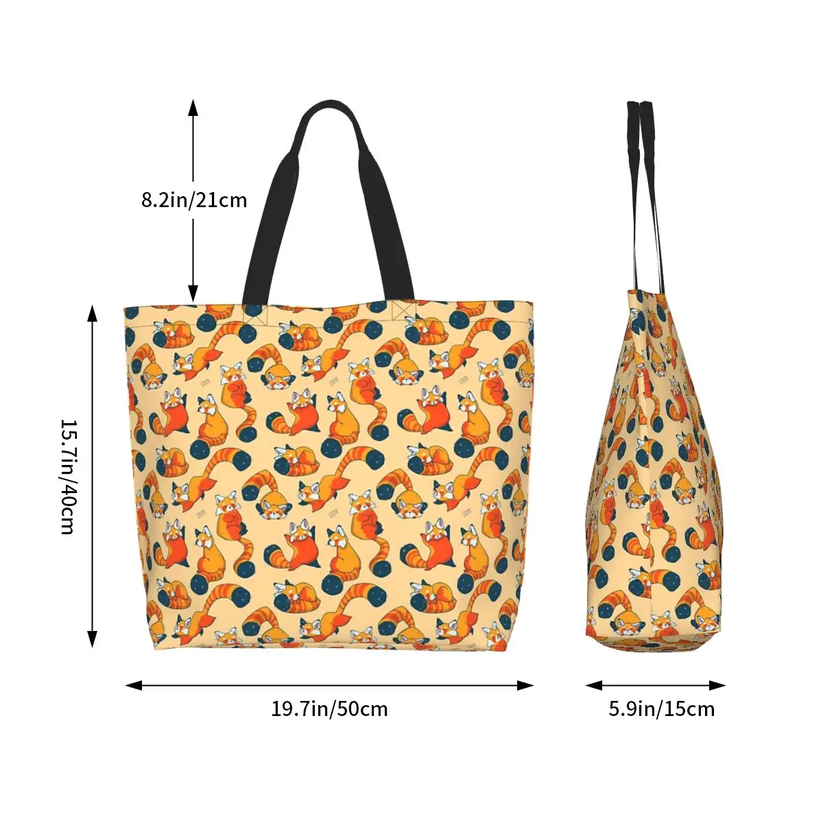 Red Panda Animal Shopping Tote Bag Canvas Large Capacity Shoulder Bags Shopper Grocery Handbag for Women