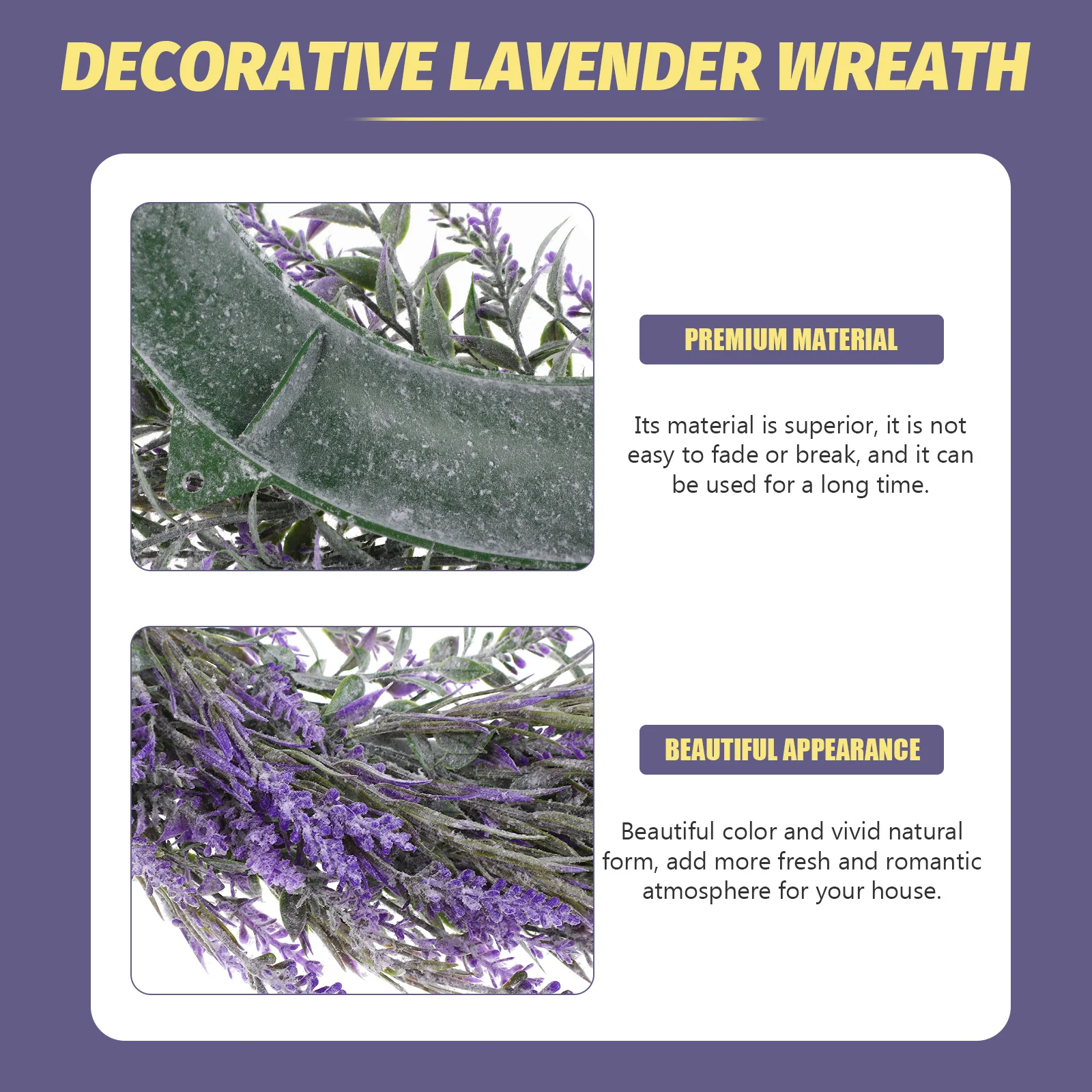 

Simulated Lavender Wreath Aesthetic Home Decor Spring Front Door Decoration Faux Indoor Office