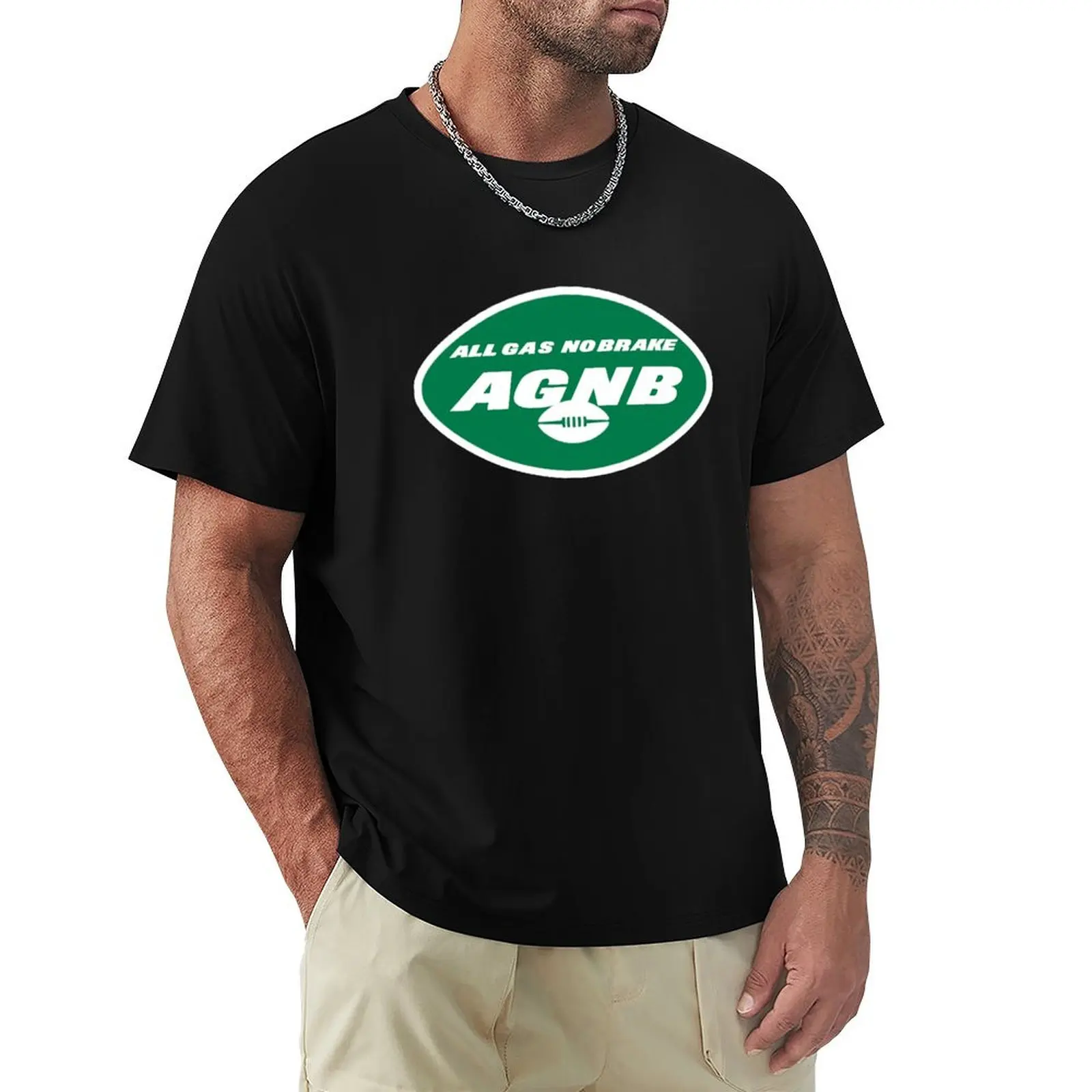 NYJ All Gas No Brake Logo T-Shirt Sweat Absorbing Sports Tee Shirt