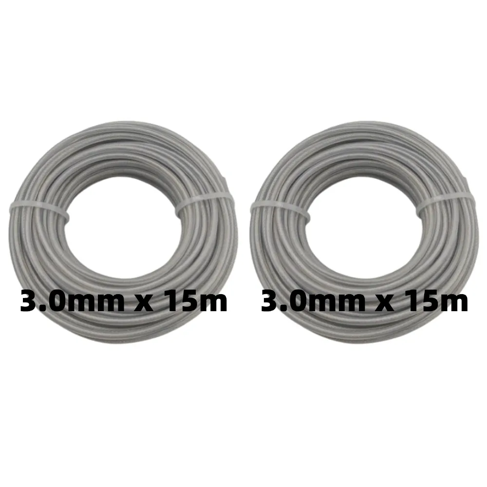 3mm * 15m drut stalowy nylonowa trawa linia przycinarki okrągły kosiarka do rotaczek liny kosiarka do trawy wymiany narzędzi ogrodowych na podwórku