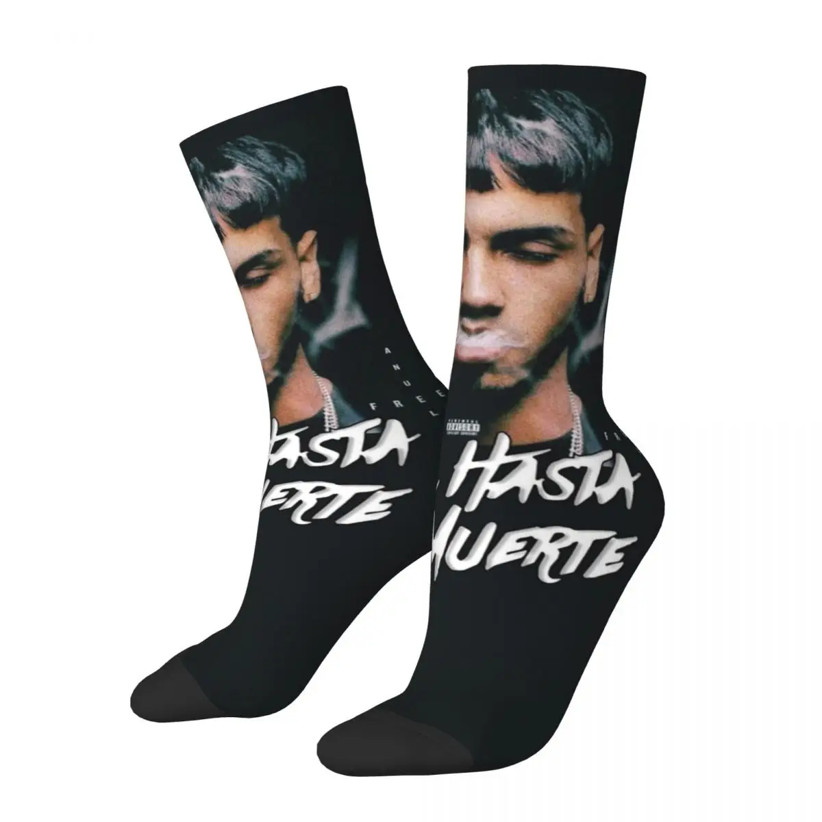 Vintage Anuel AA Rapper Accessories Socks Sweat Absorbing Hip Hop Skateboard Middle Tube Sock Warm for Men\'s Birthday Present