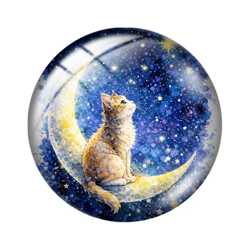 Watercolor Illustrations Cat12/18/20/25mm glass cabochon  bracelet pendant rings for jewelry demo earrings back Making findings