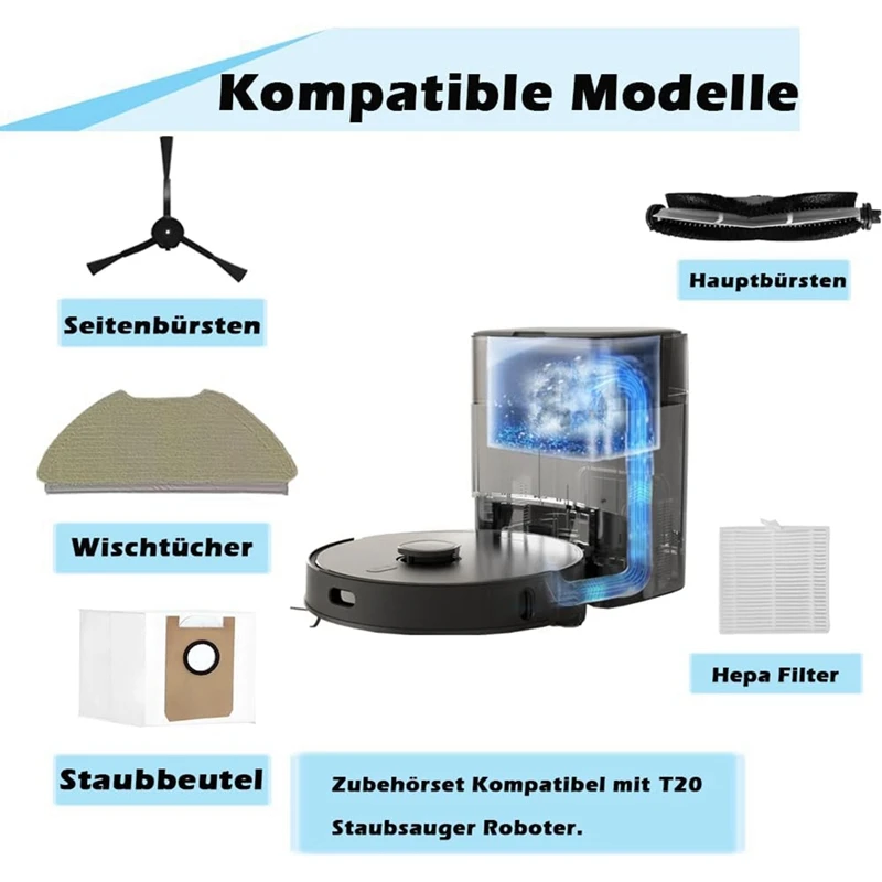 Untuk Airrobo T20 Robot penyedot debu sikat sisi utama Hepa Filter kain pel kantong debu suku cadang pengganti