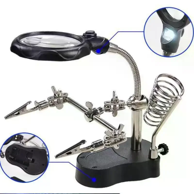 Repair Auxiliary Clamp Light, Clamp-on Soldering Magnifying Glass, With Auxiliary Soldering Iron Stand For Precision Electronics