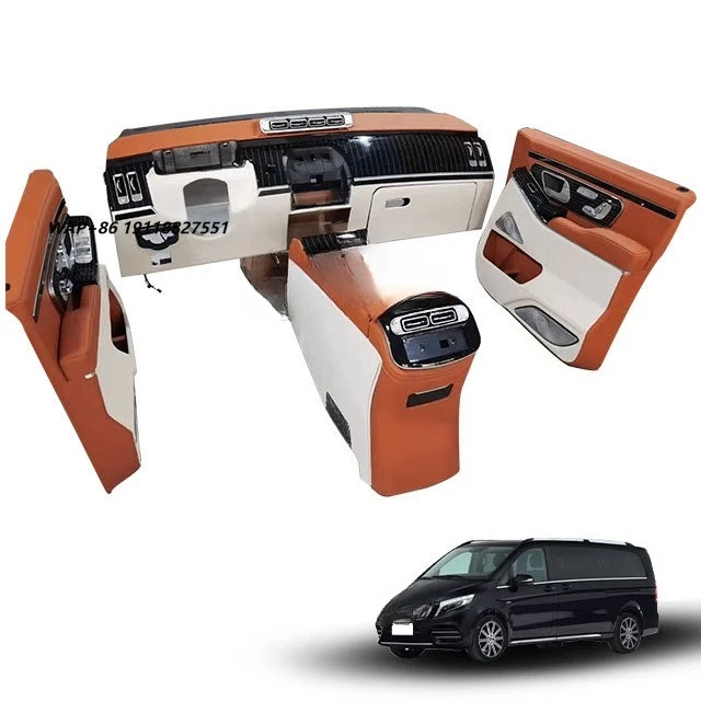 Vito Business Car W447 Interior Modification Package Huangting No.1 Leather Center Console Upgrade With Floral Design Style