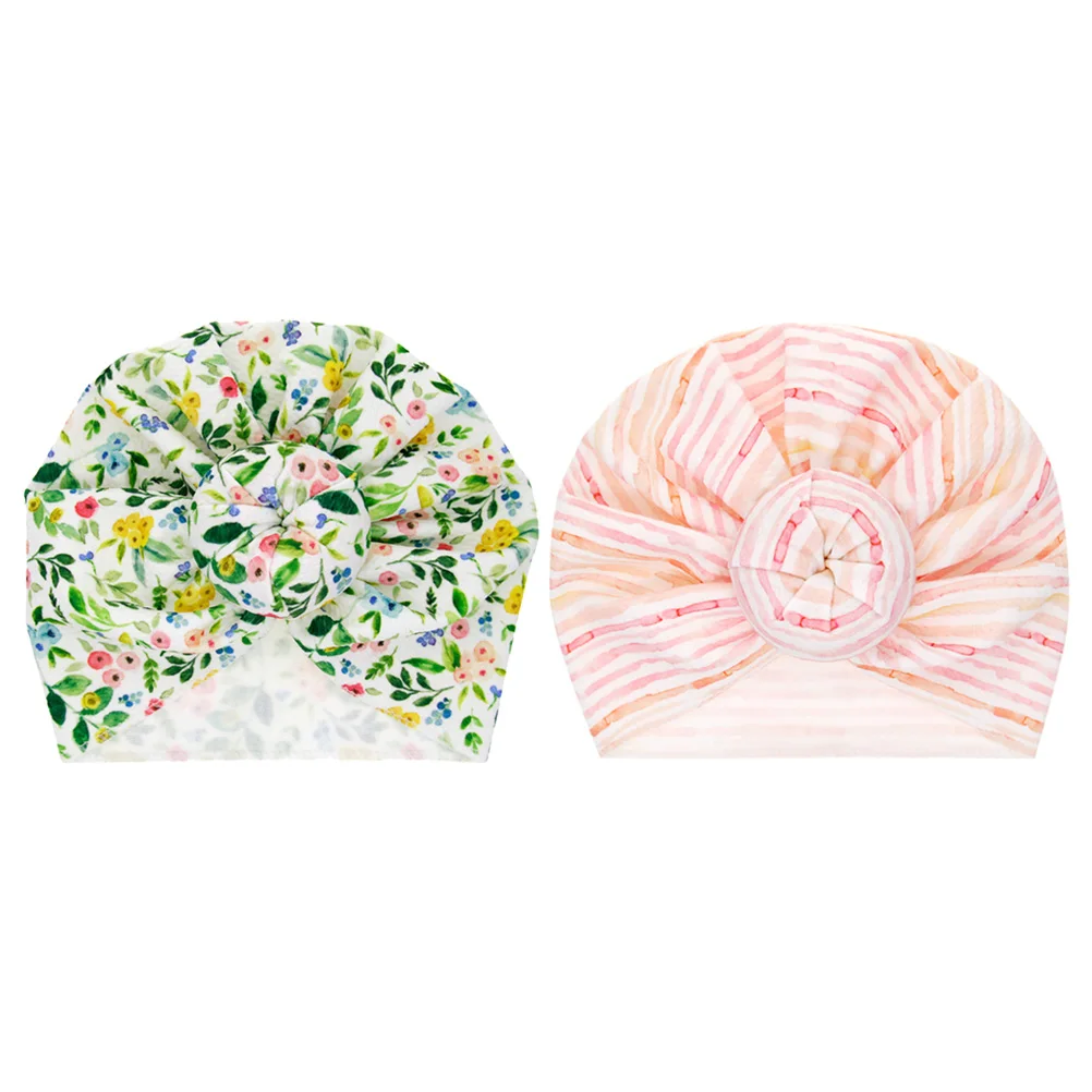 

Newborn Headwraps Printing Newborn Turban Lovely Hat Headbands Useful Protector for Baby Children（Pink Stripe）