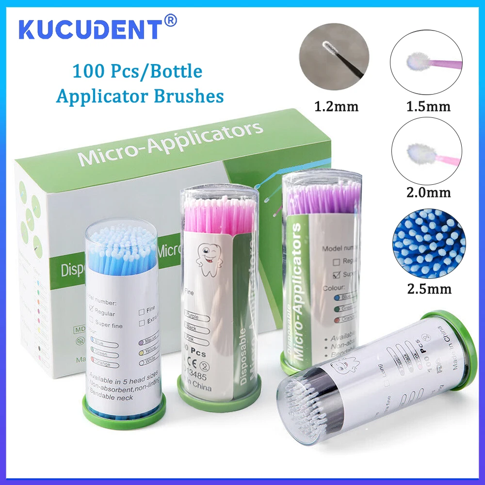 KUCUDENT 100Pcs Dental Applicators Brushes Disposable Micro Brush Bendable Odontologia Extension Tool Oral Care Teeth Cleaning