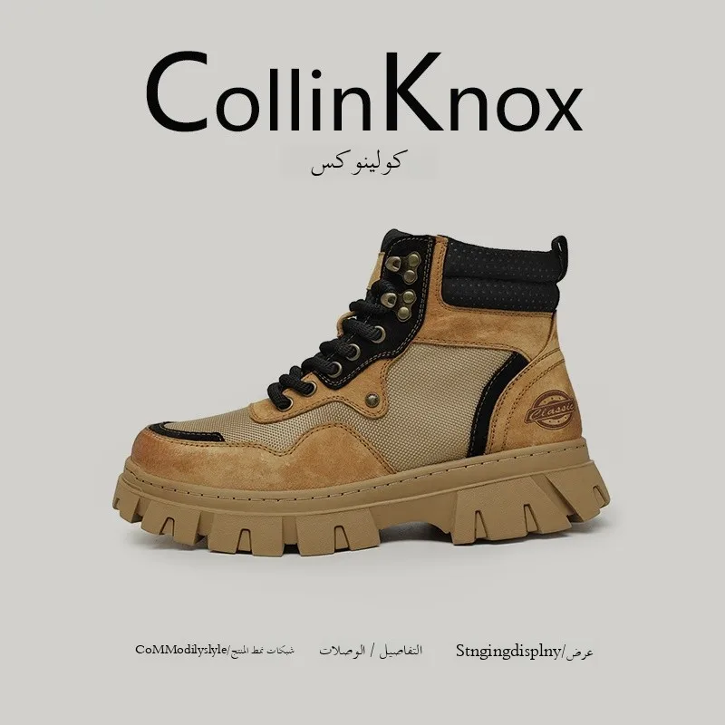 

High-End Genuine Leather Boots Men's Trendy Sports Work oes CollinKnox2025 Autumn New Sle Upper Level Rubber