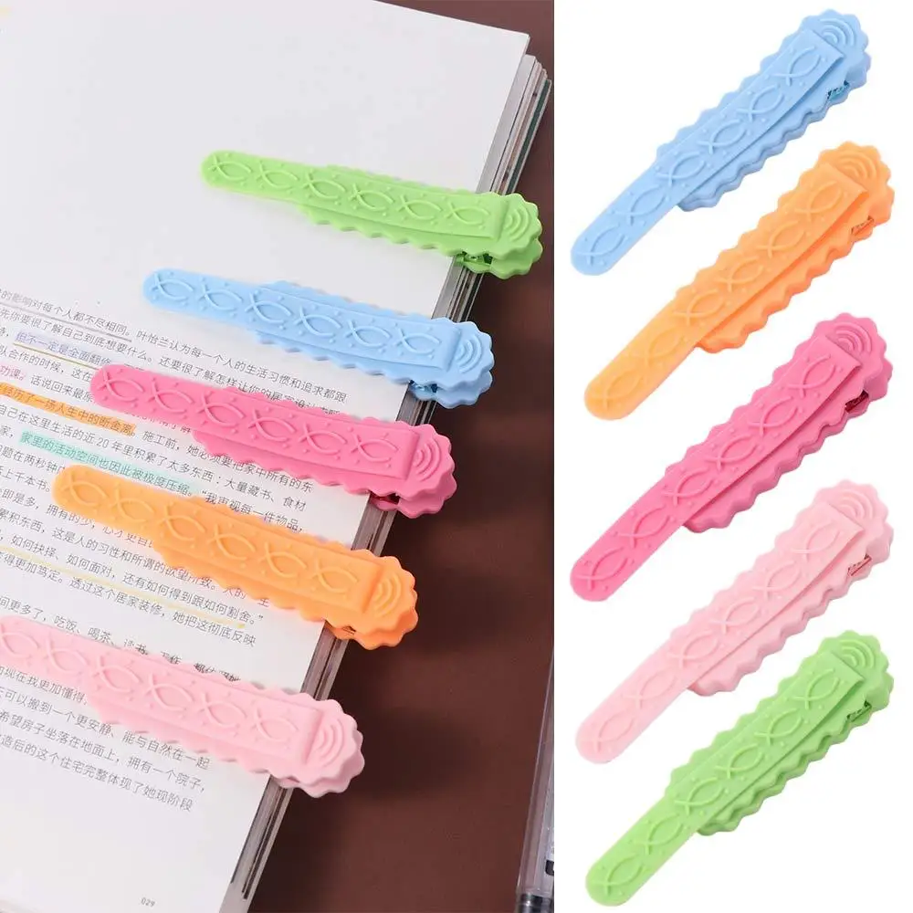2pcs Silicone Silicone Bookmark Clip Handcrated Automatic Following Book Reading Sorter Page Divider Multi-color