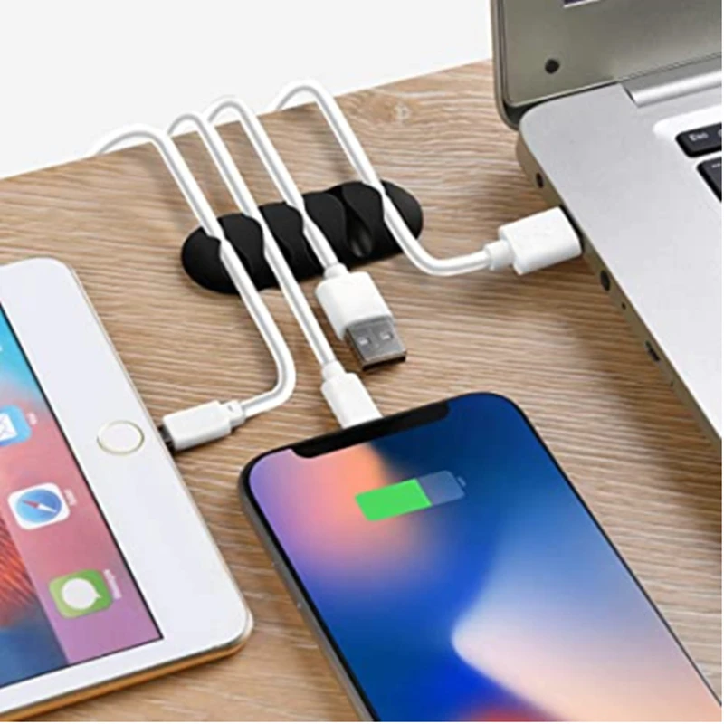 3 Klip/5 Klip Pengatur Kabel Silikon USB Kabel Winder Desktop Manajemen Rapi Klip Kabel Pemegang Kantor Rumah Kabel Kawat Fixer