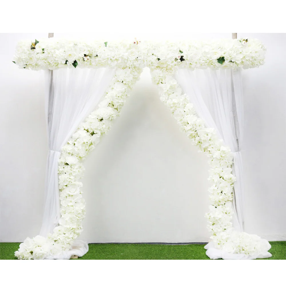 1M/39.4inch Artificial Rose Flower Row Wedding Wall Floral Arrangement Backdrop Decor Flower Runner DIY Wedding Party