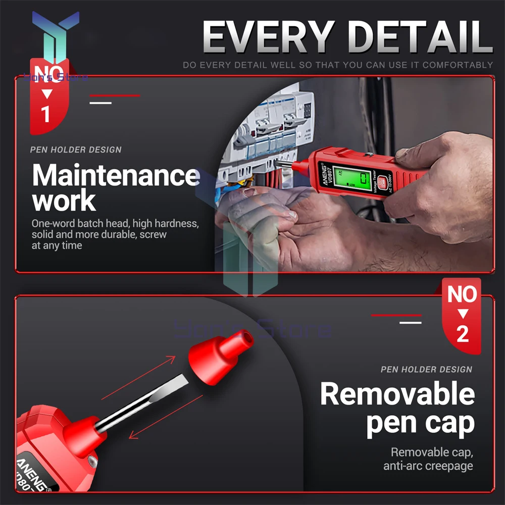 Smart Digital Display Voltage Test Pen For Zero Live Wire Electrician Special Test Pen Detector Electrical Screwdriver Indicator