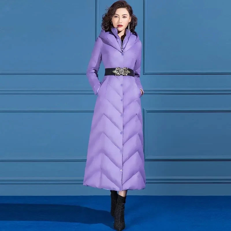 

Autumn and winter 2022 new cotton jacket, purple light and warm cotton jacket, waistband shrinking, high-end cotton jacket