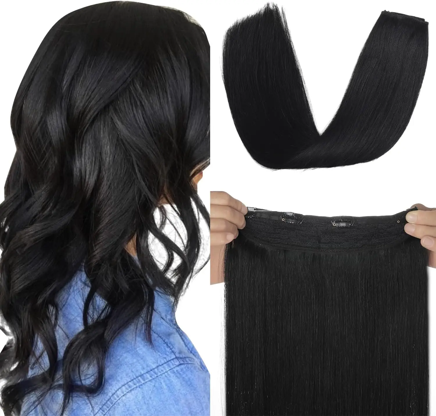 

Наращивание волос Halo Hair 14-22 дюйма Настоящие человеческие волосы Прямые шелковистые 70 г 100% натуральные человеческие волосы рыбы Невидимые волосы