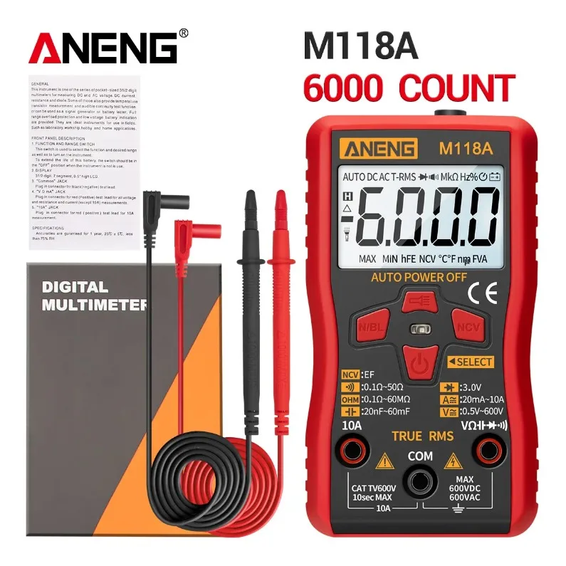 

An Neng M118A digital multimeter for home use, fully automatic, intelligent, and multifunctional electrical maintenance