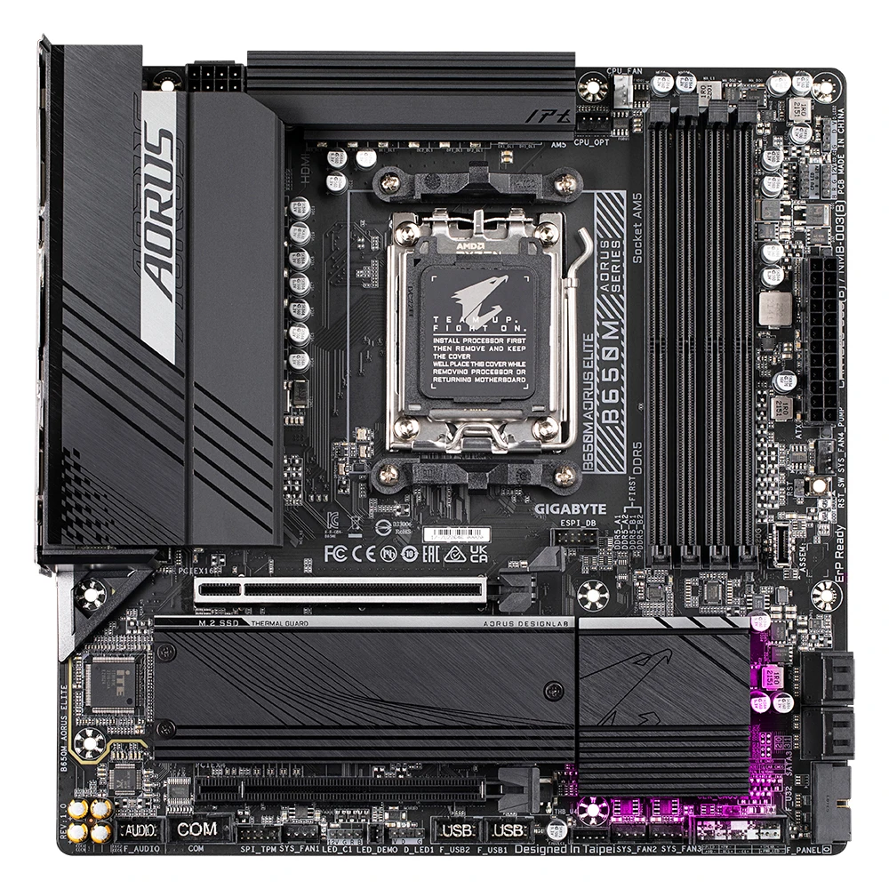 GIGABYTE B650M AORUS ELITE 1.0 AMD AM5 ATX Motherboard128GBDDR5 2x PCIe x16, 2x M.2, 4x SATA 6, 7x USB 3.2, 1x USB-C 4x USB 2.0