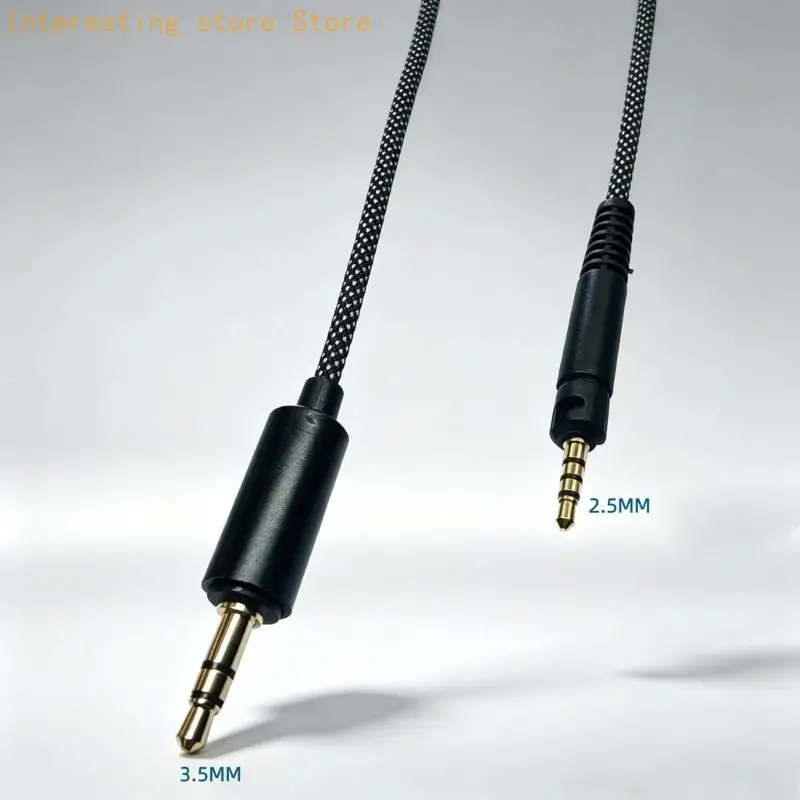 Over-Ear Headphone Replacement Cord with Textile Cable Cover for HD518, 3.5 mm Music End, 150 Reach, and Daily Home Use in Desk