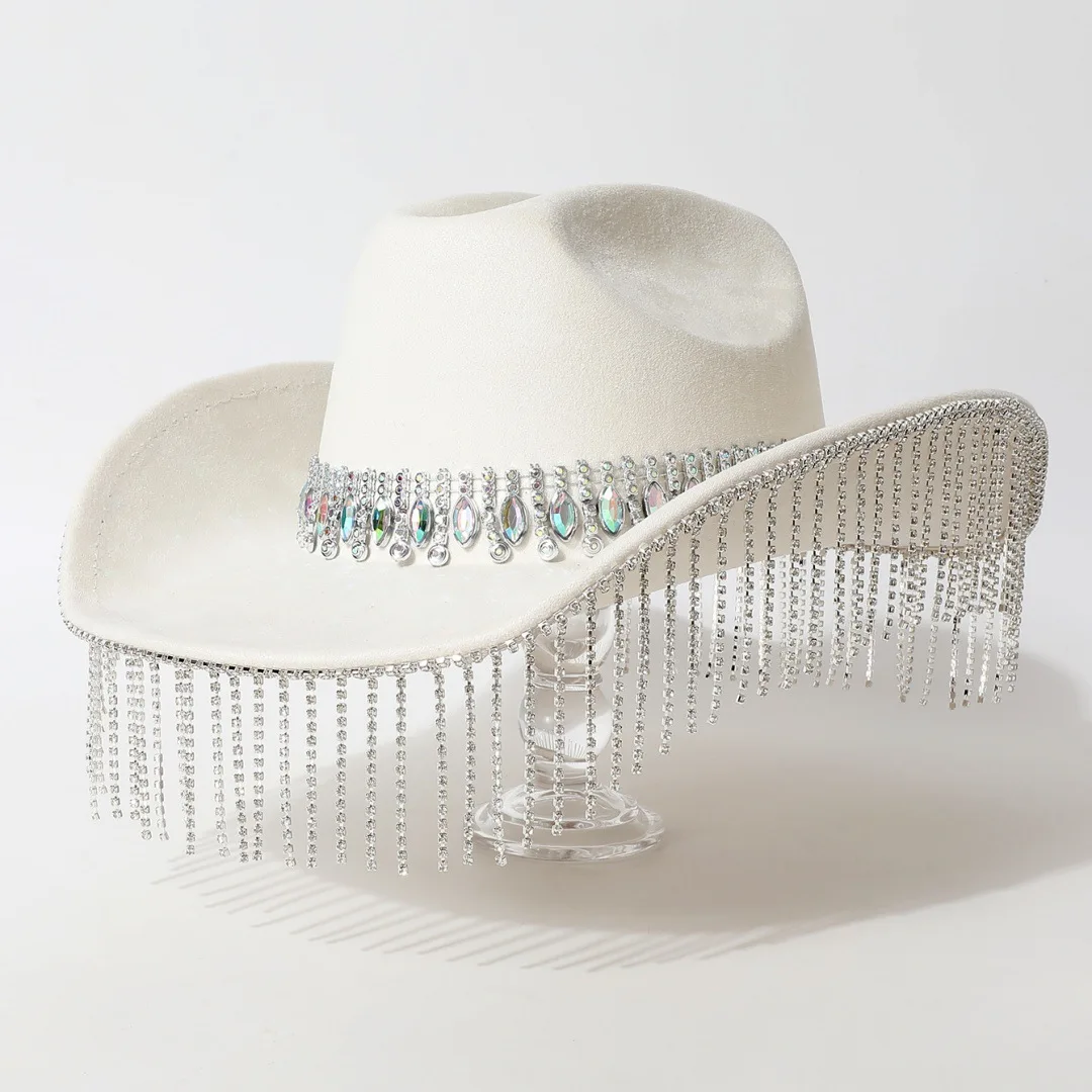 HongLuan Black Felt Glitter Costume Hat Adult, Cowboy Hats Rhinestone for Woman, Cowboy Cosplay Female Accessories & Cowgirl Cap