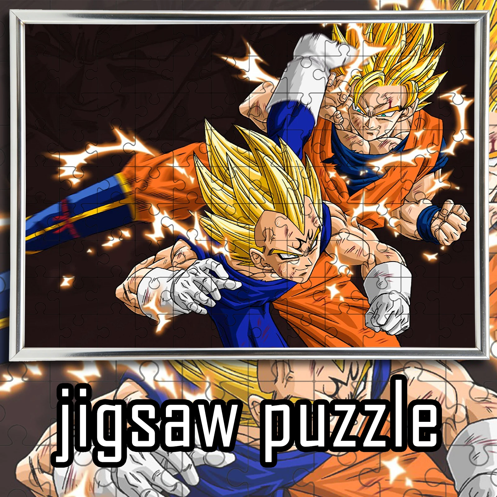 

Деревянный пазл Dragon Ball: Гоку и Маджин Вегета (Супер Сайян), 108-1000 деталей, цветная коробка