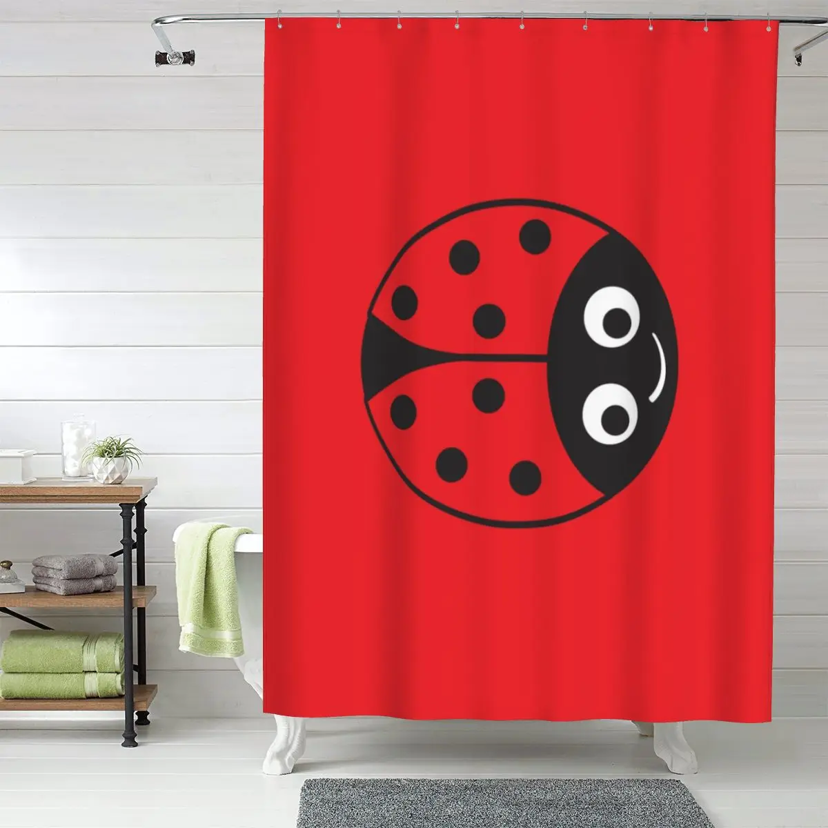 

Занавеска для душа Ladybug Girl, полиэстеровая, водонепроницаемая, для ванной комнаты, с крючками