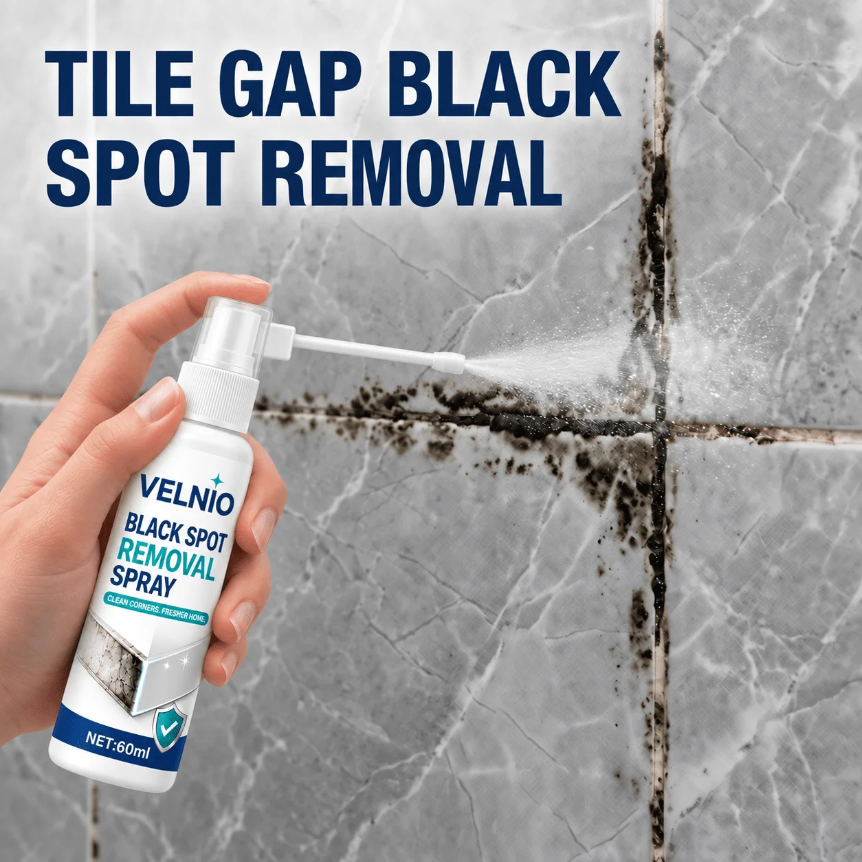 2pcs Black Stain Remover Spray (Upgraded with Extended Nozzle) Set - Deeply Penetrates to Remove Mold and Stains, Precise Spraying Minimizes Waste, Suitable for Cleaning Refrigerator Seals, Washing Machine Gaskets, Sink Edges, and Bathroom Gaps