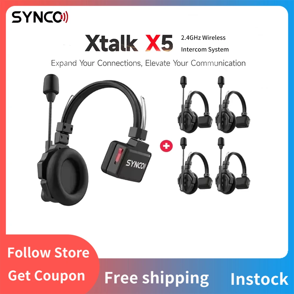 SYNCO Xtalk X1 X3 X5 2.4G Wireless Intercom System Communication Headset With Battery Noise Reduction Intercom Headset