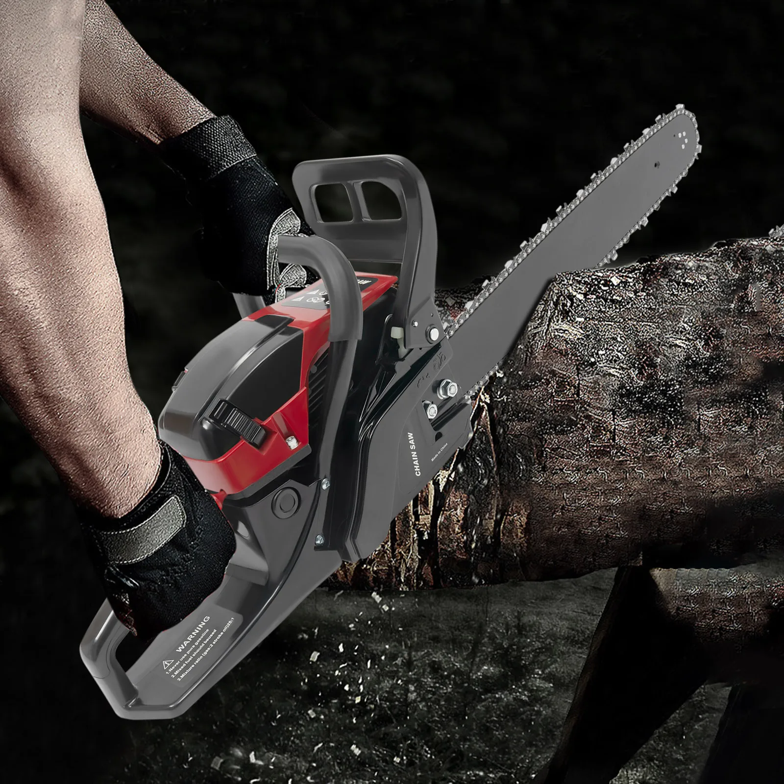 Tronçonneuse à essence 20" avec puissance 2,4 kW, moteur 58 cc, haute vitesse 10000 tr/min, poignée ergonomique et fonctionnalités de sécurité