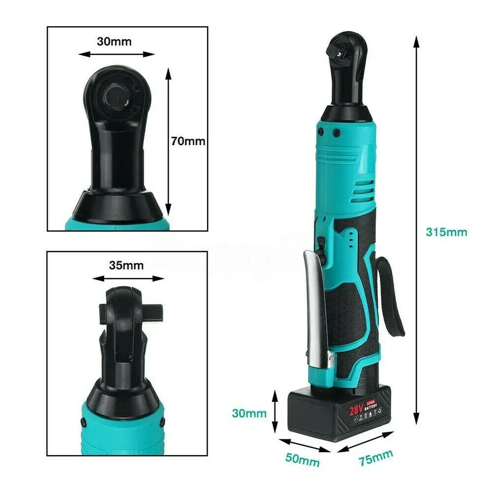 Imagem -04 - Chave Elétrica Recarregável sem Fio Chaves de Catraca de Ângulo Reto Impact Driver Power Tool com Bateria 28v 85n.m