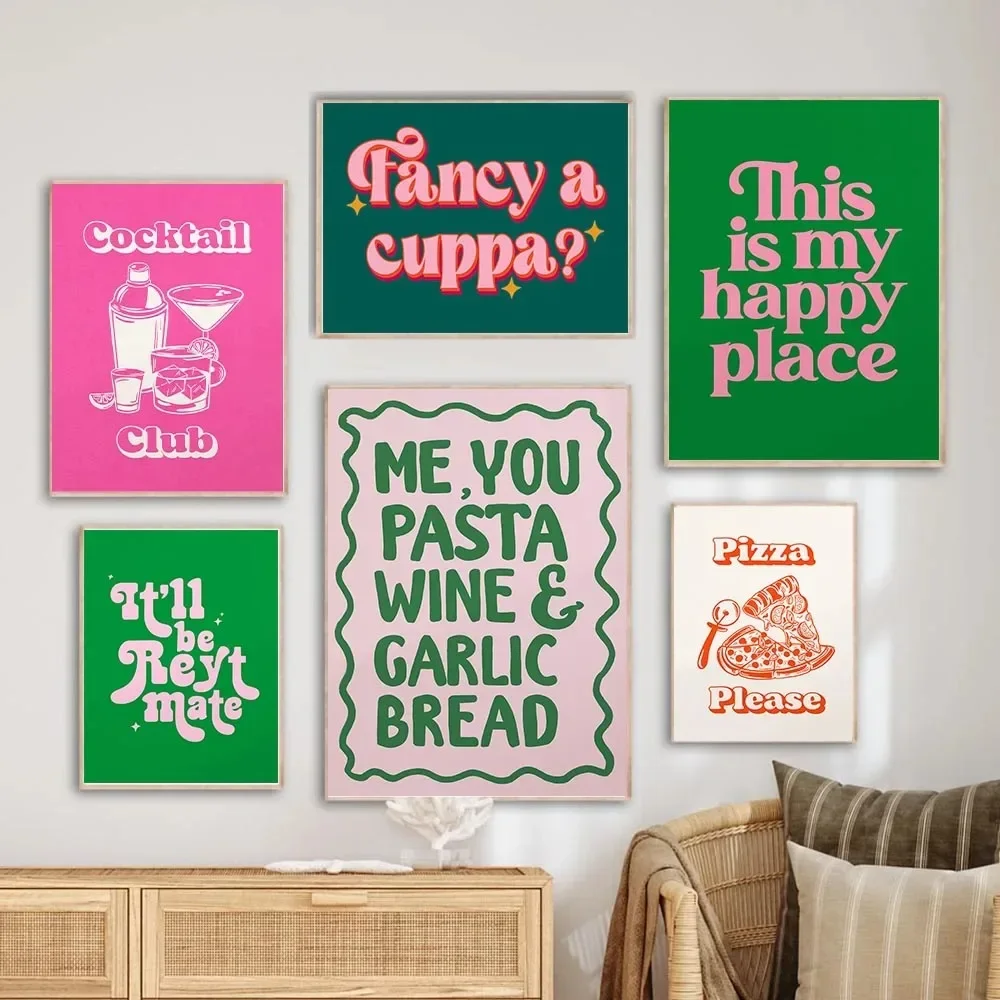 Funny Colours This Is My Happy Place Quotes Print Retro Typography Canvas Painting Posters and Prints Wall Art Picture