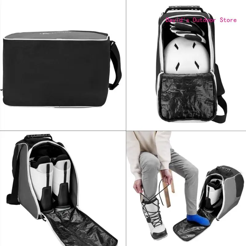 Large Capacity Skis Storage Bag Compartment Outdoor Skis Backpack Bag for Gloves X3UA