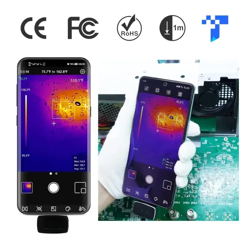 UTi260M Thermal Imaging Camera Android USB-C 256x192 IR Resolution 7 Palettes 25Hz Refresh Rate 49152 Pixels Smartphone