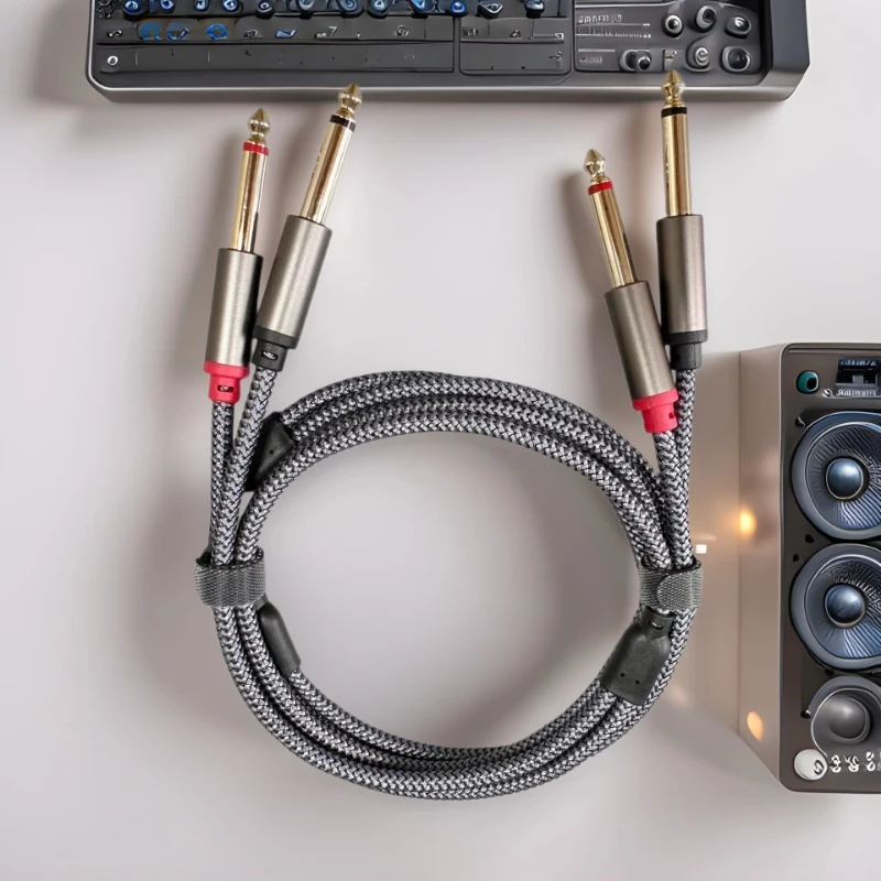 Dubbele 6,35 mm 1/4 TS naar dubbele 1/4 TS-stereokabel, connector