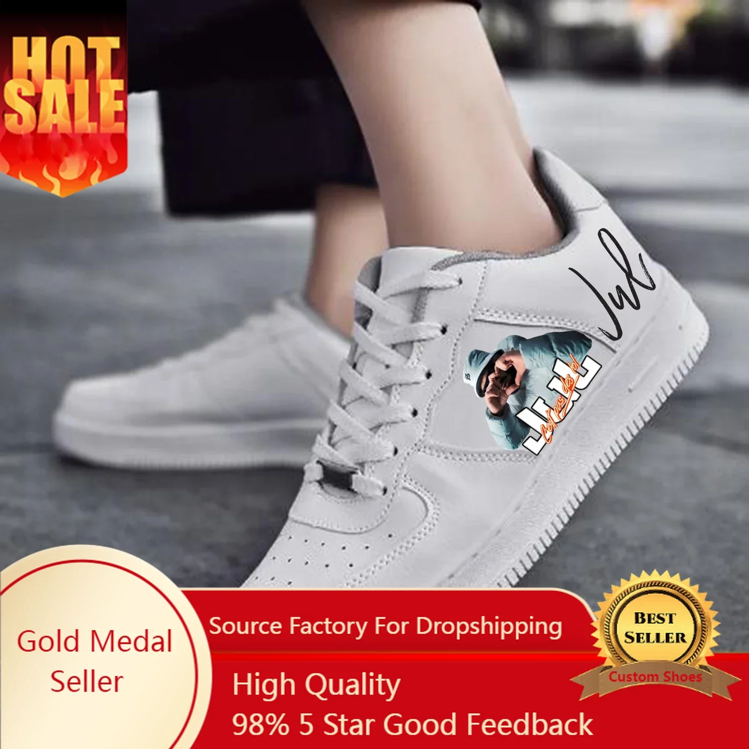 Populaire Rapper JuL Custom AF Basketbal Heren Dames Tiener Mode Sport Run Flats Force Sneakers Lace Up Mesh Custom Schoenen