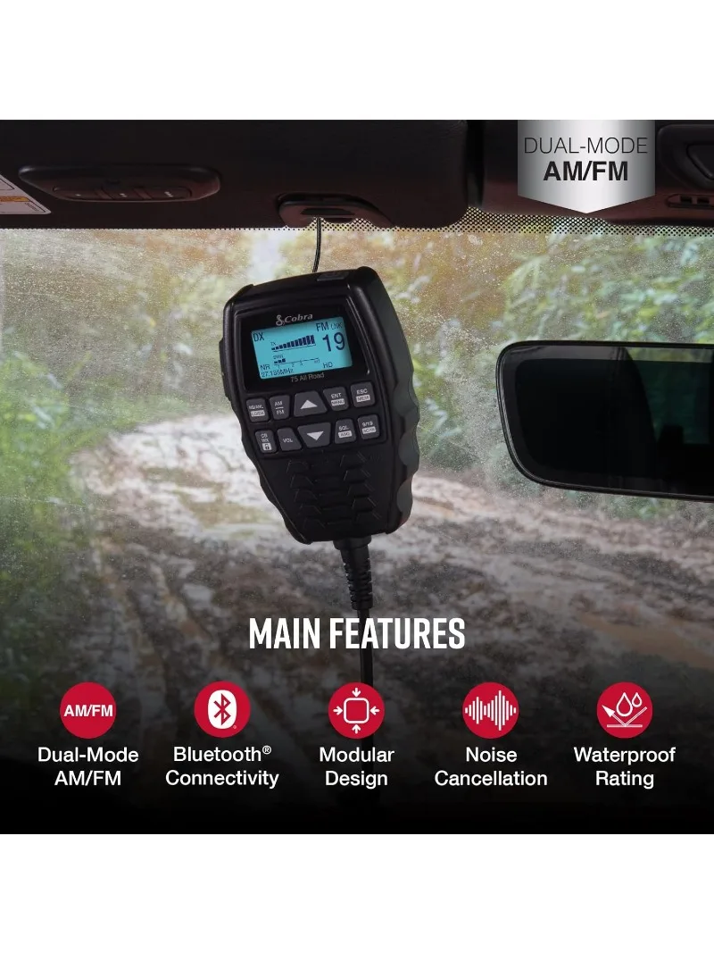 All Road Wireless CB Radio - Dual-Mode AM/FM, Full 40 Channels, Bluetooth Connectivity, Digital Noise Cancellation