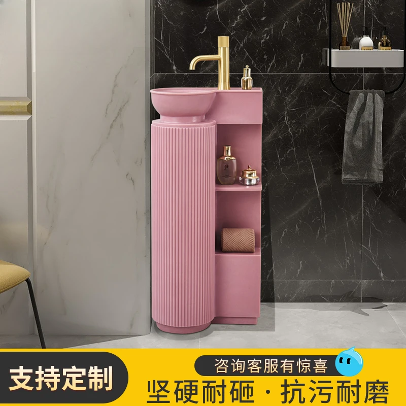 

Nordic small unit washbasin, integrated bathroom, floor to ceiling sink, column basin, personalized art small washbasin