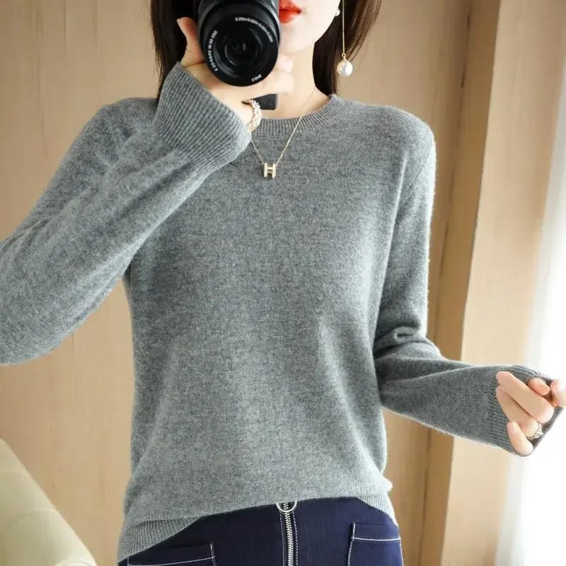 2025 frauen Pullover Frühling Herbst Lange Hülse O-ansatz Pullover Warme Bodenbildung Shirts Koreanische Mode Pullover Strickwaren Weiche Jumper