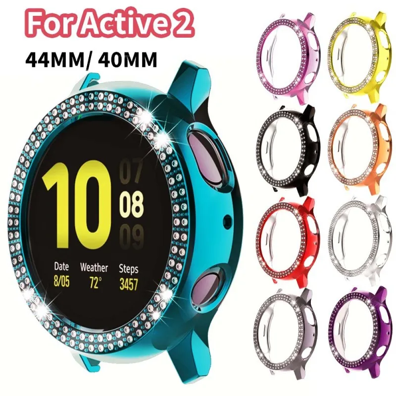 Diamond Case For Samsung Galaxy Watch Active 2 44mm 40mm 44 mm PC bumper Screen Protector cover for Galaxy Watch Active2 44 40mm