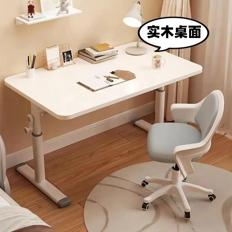Children's study table Elementary school student desk Computer desk Household lifting writing desk Solid wood hand lifting table