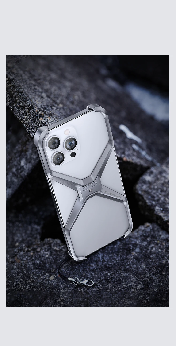 Metall Randlose Telefon Fall Für iPhone 13 12 14 15 16 Pro Max Aluminium Abnehmbare Wärmeableitung Rüstung Abdeckung Für IPHON 15 16 Promax – Detail 9