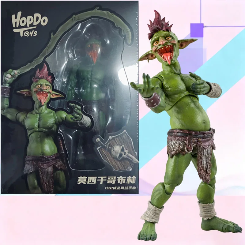 

HopDo Toys Mohican Goblin 1/12 Scale Action Figure PVC ABS POM Collectible Model with 2 Heads 8 Hands Vine Shield Display Stand