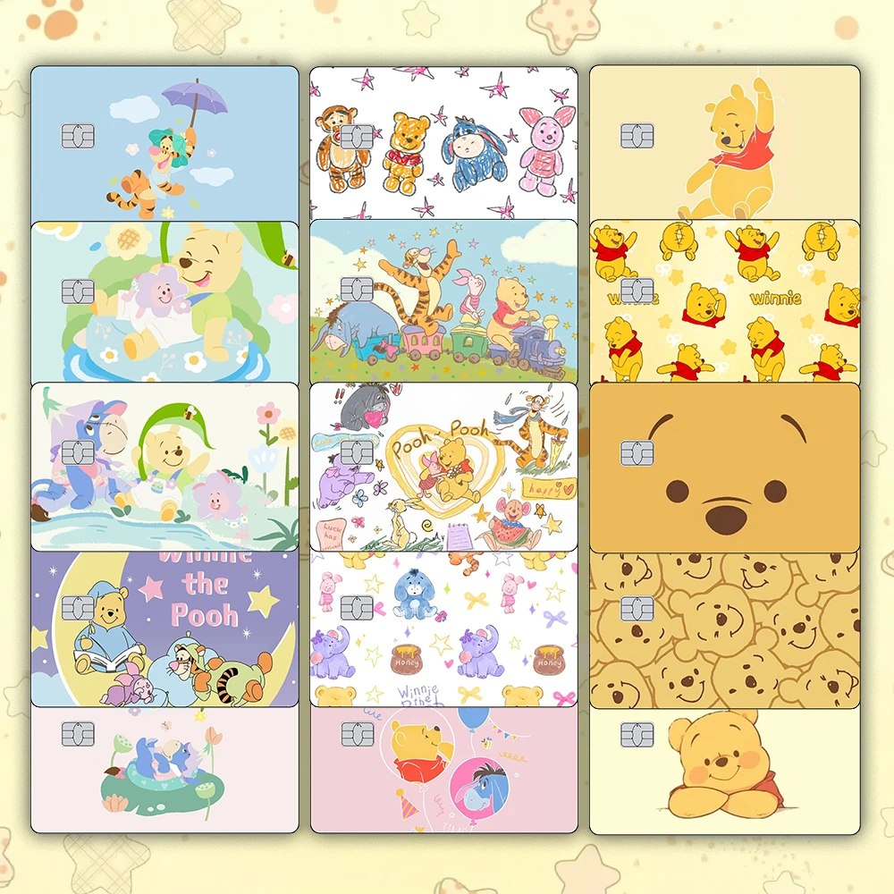 Oso de dibujos animados tarjeta de crédito pegatina de piel animación Winnie pegatinas mate para VISA JCB y Mastercard ACG decorar