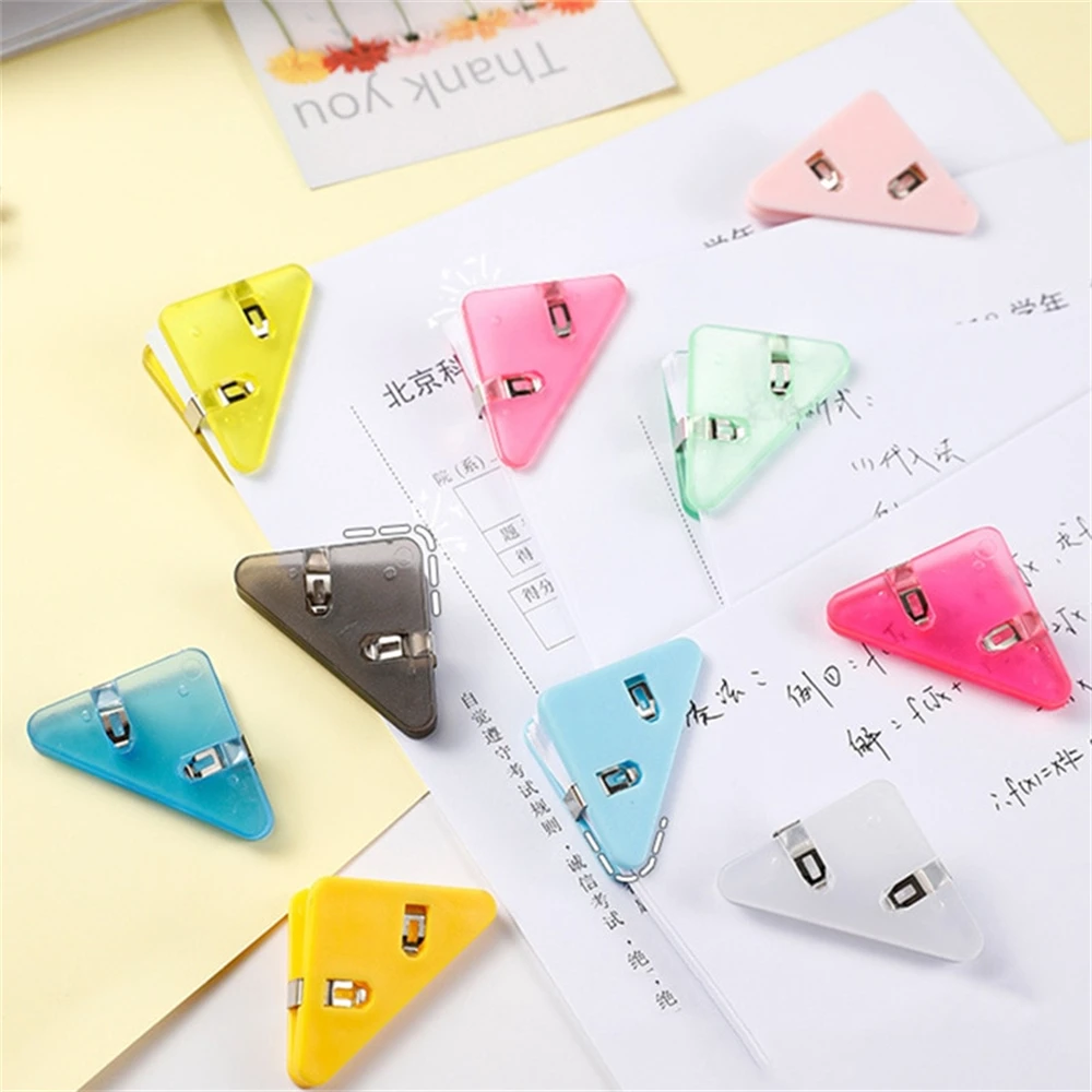 5 PCS/Set  Mini Corner Clips Solid Triangle Book Paper Binder Clips for Desk Storage Shelf Office Desktop Organizer Organization