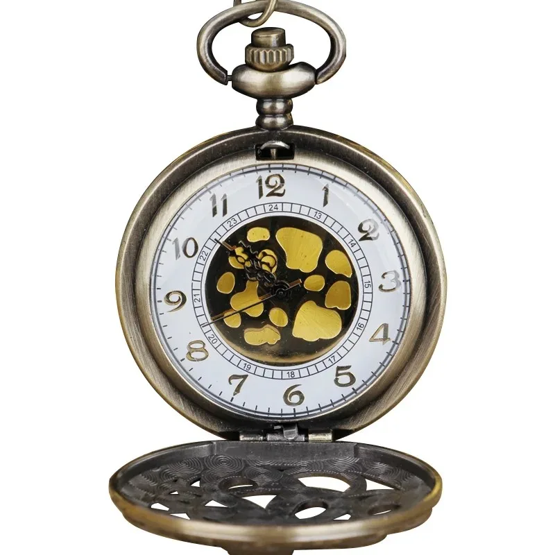 Hollow Quartz Pocket Watch Octopus Dial Roman Numerals Men Women Student Necklace Pendant Clock Gift Pop Jewelry