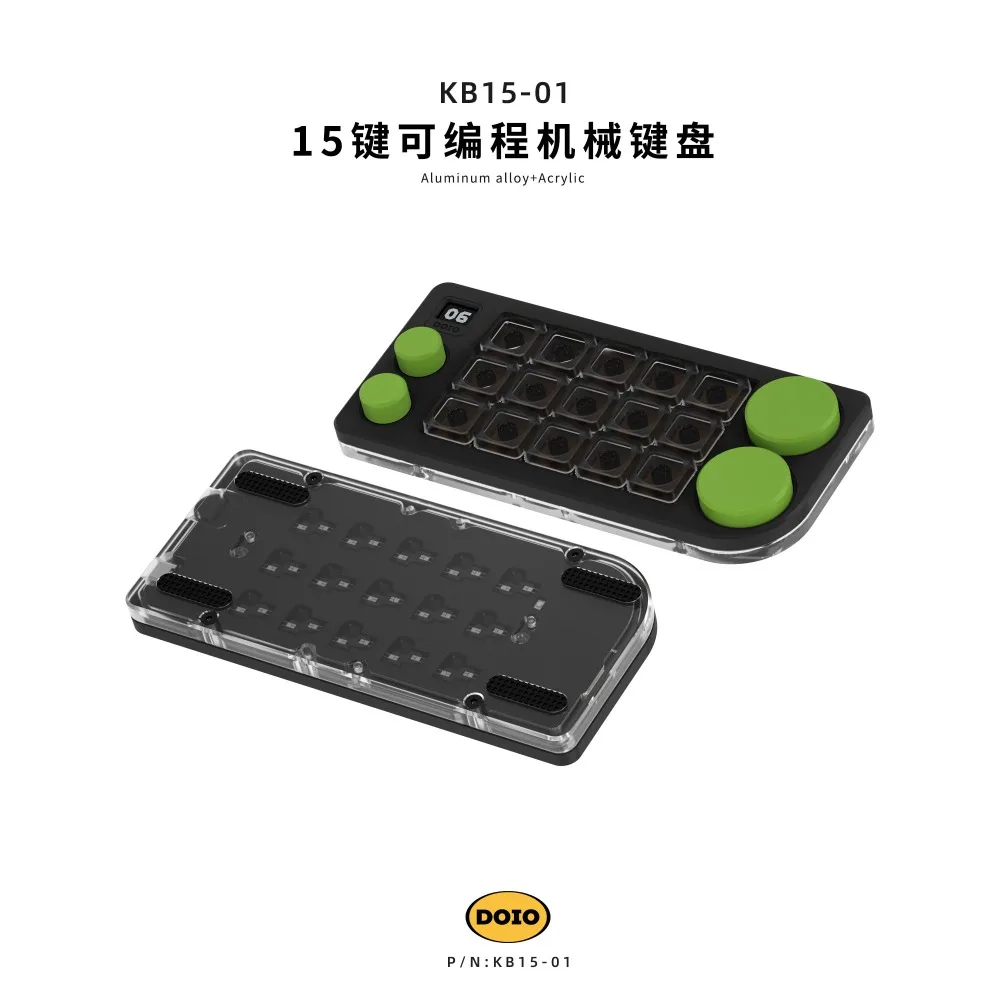 DOIO KB15-01 Mechanical Keyboard Aluminum Alloy Portable Programmable Gaming Accessories Custom Esports Gamer Keyboards Gifts